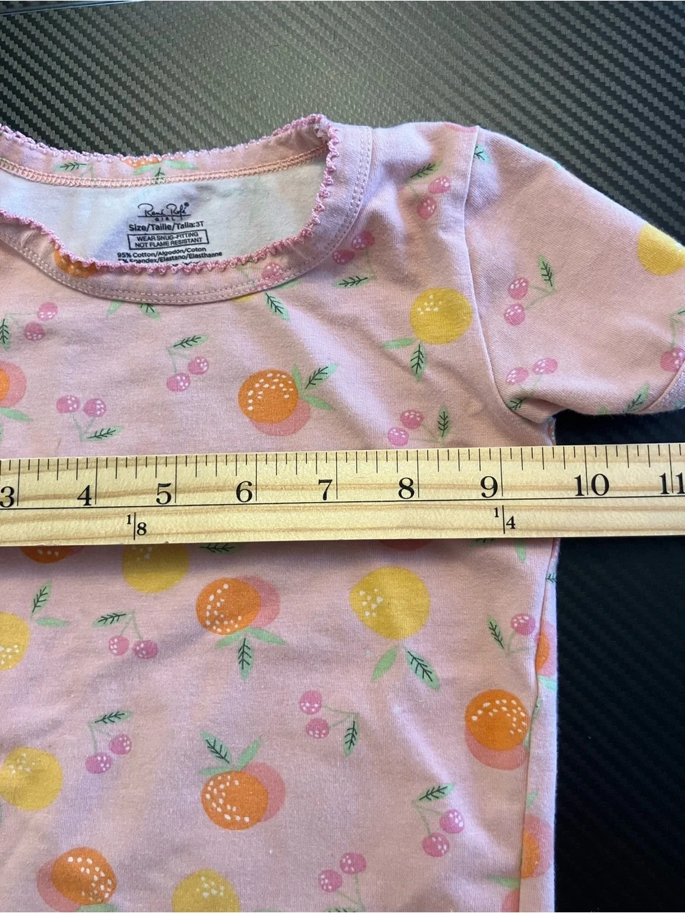 Rene Rofe Pink Short Sleeve Tee with Orange & Yellow Fruit Print